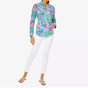 Lilly Pulitzer Banana Split Skipper Round Hem Quarter Zip Popover